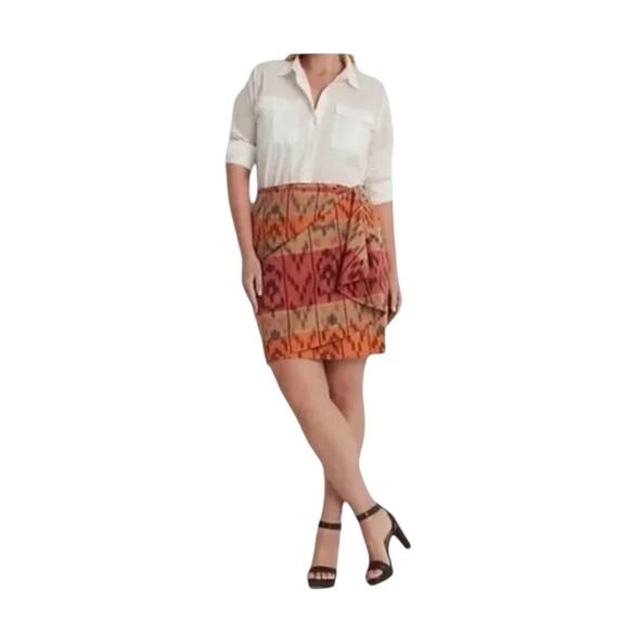 Lauren Ralph Lauren True Wrap Skirt Above Knee Geo Motif Ruffle Ikat Fall NEW 22 - Picture 8 of 11